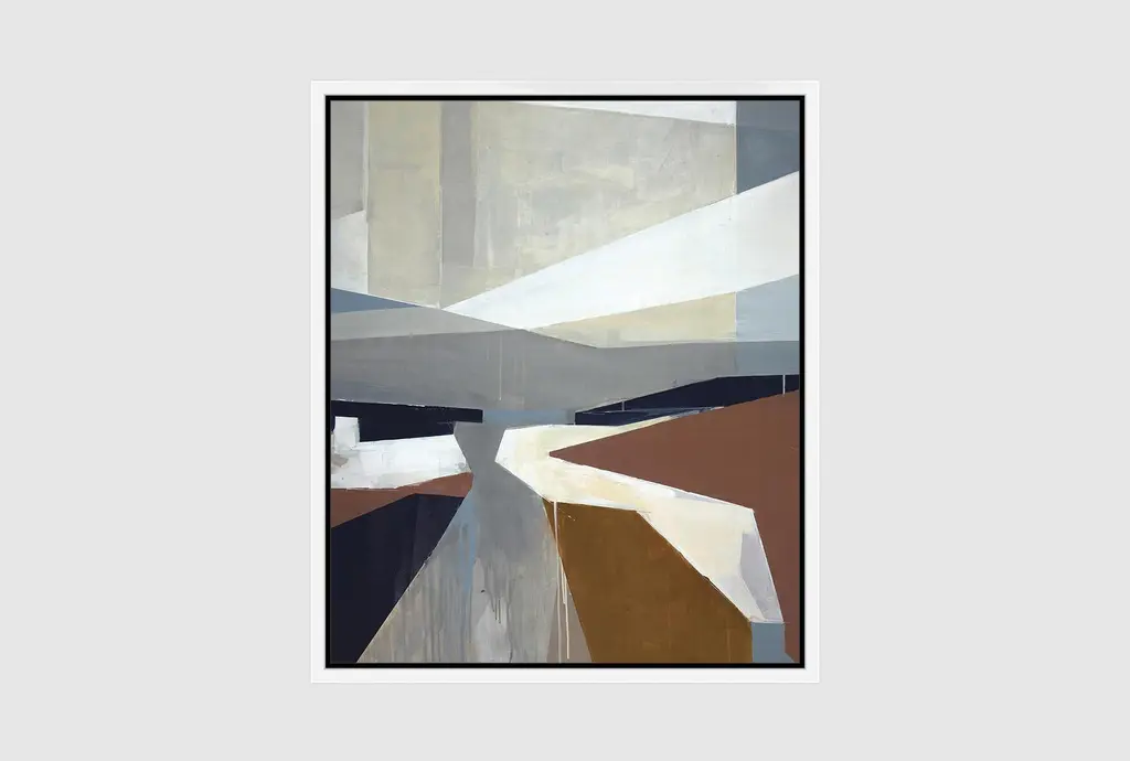 22x26 Diverted Abstract Rectangle White Frame | Framed Art | Print | Made In The Usa | Vertical