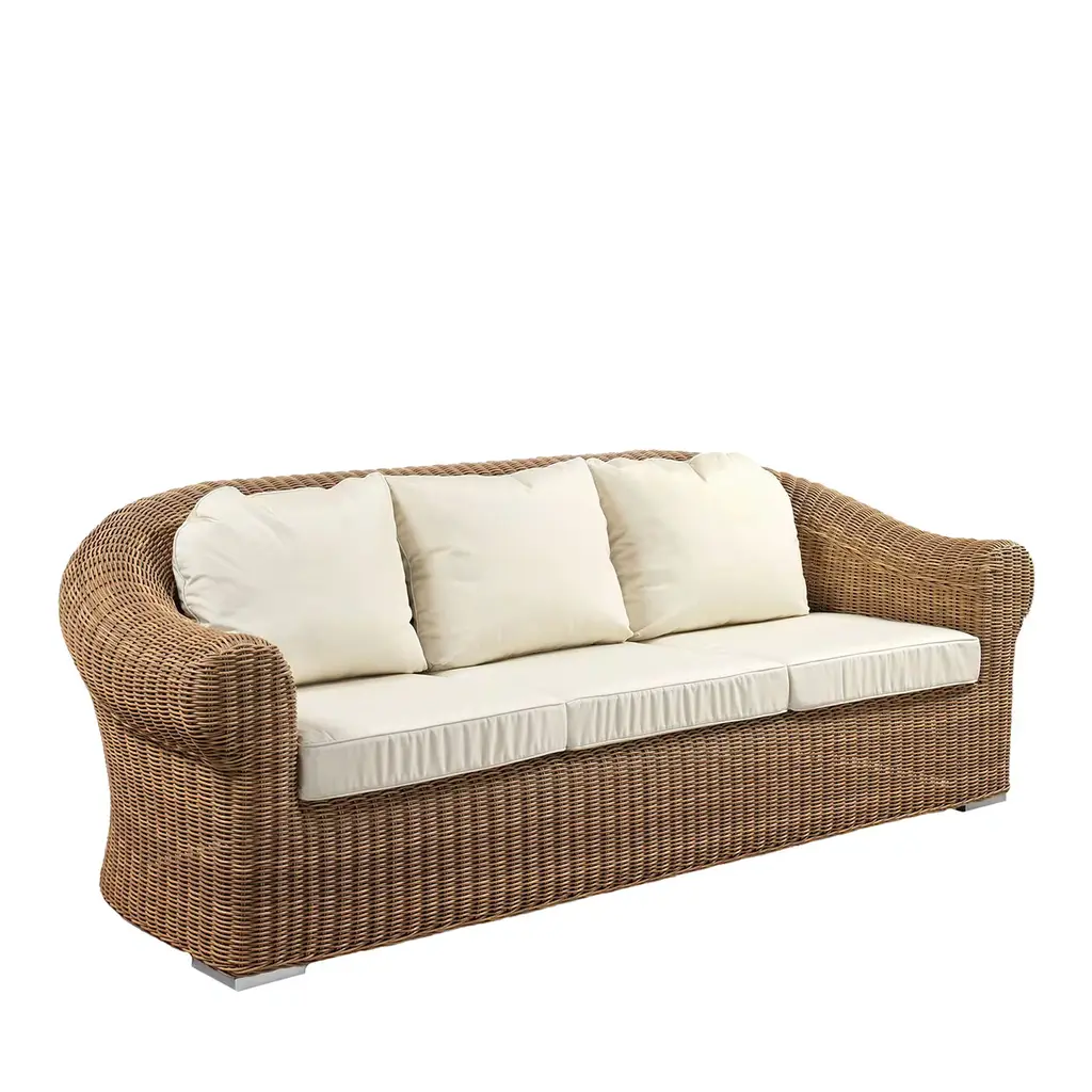 Cloe Synthetic Wicker Textile 3-Seater Sofa By Braid Design Lab