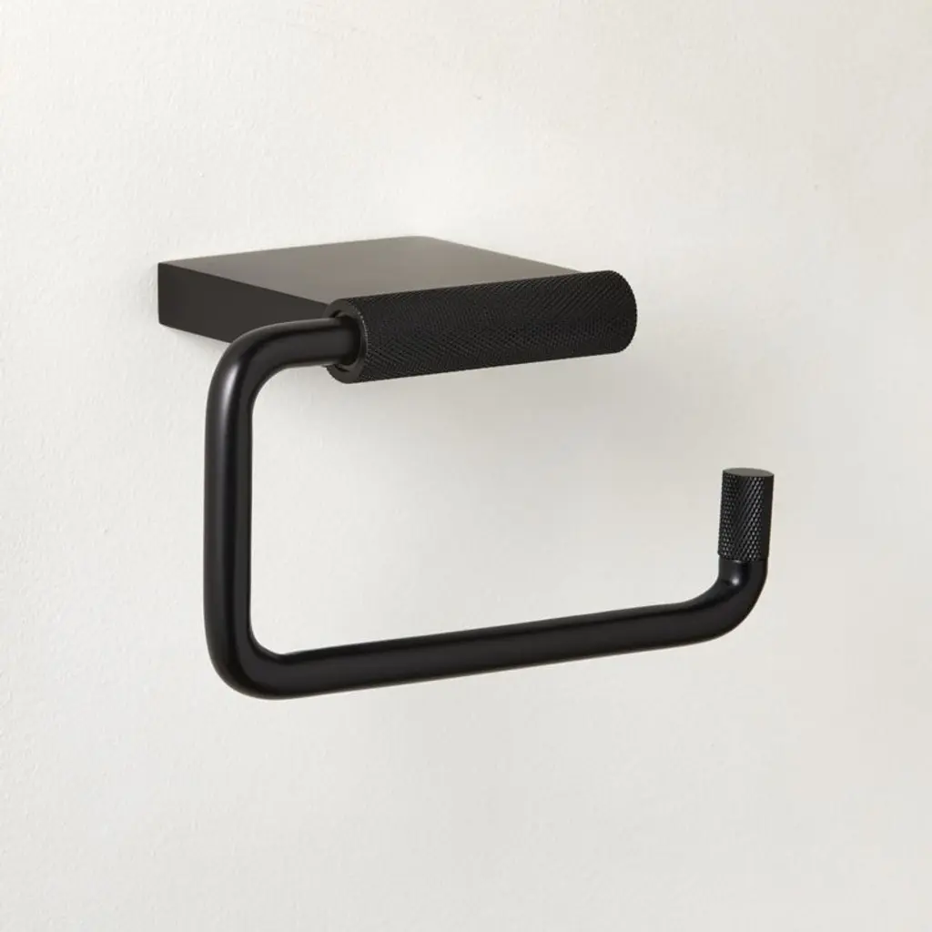 Nicolo Knurled Black Wall-mounted Toilet Paper Holder
