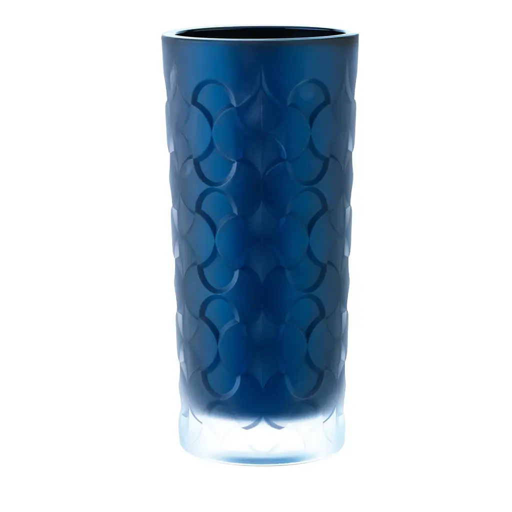 Fantasy Etched Blue & Transparent Vase