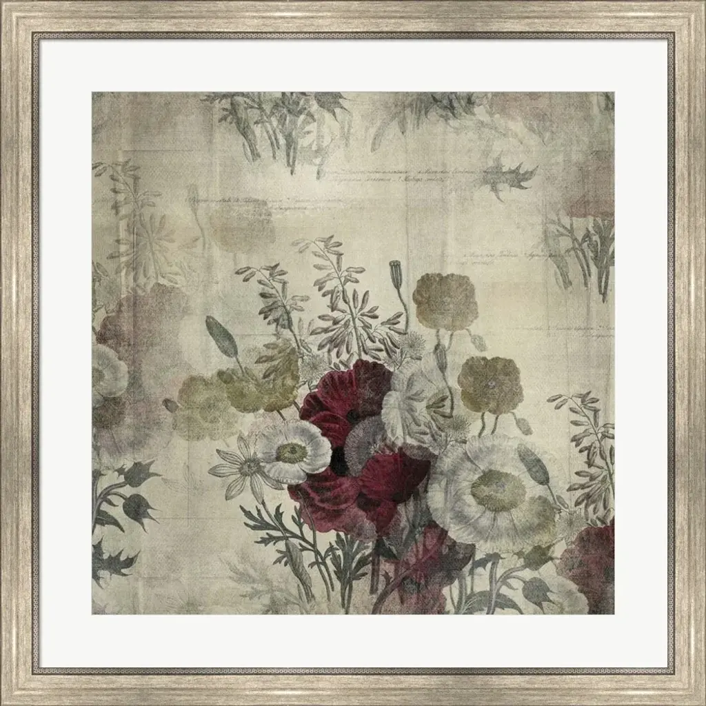 Marcee Duggar 'Floral Collage White Space' Framed Art - Plastic - Silver