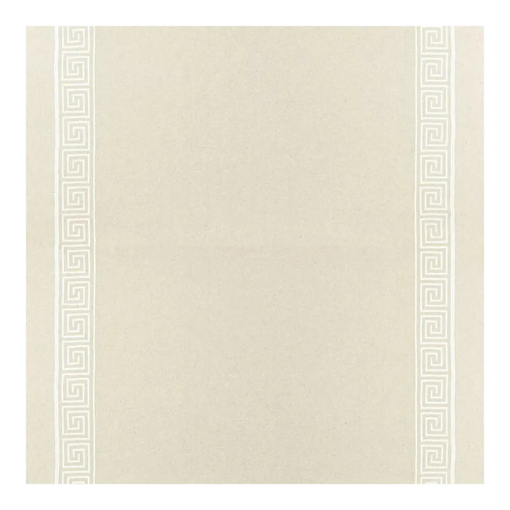 Schumacher Greek Key Embroidery Ii Fabric In Oyster