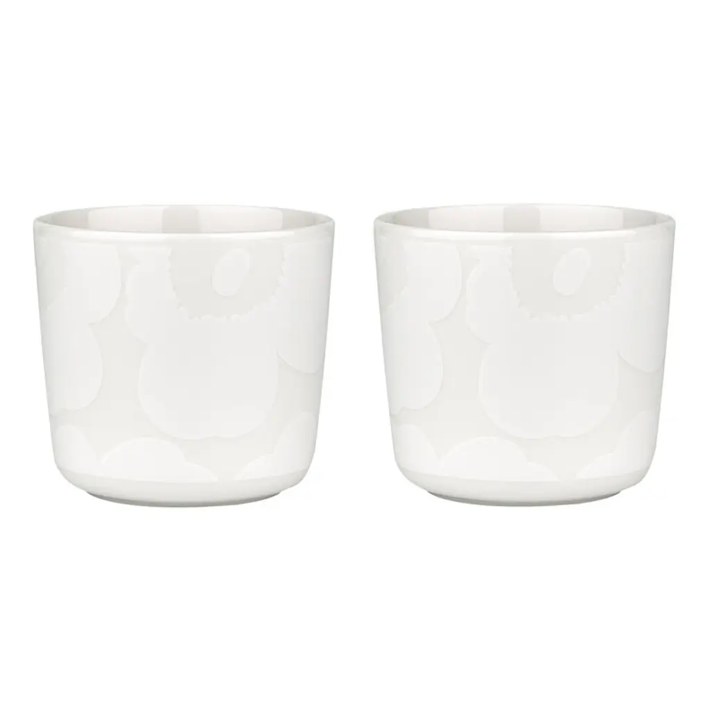 Oiva - Unikko Coffee Cup W/o Handle, 2 Pcs, Off-white - White