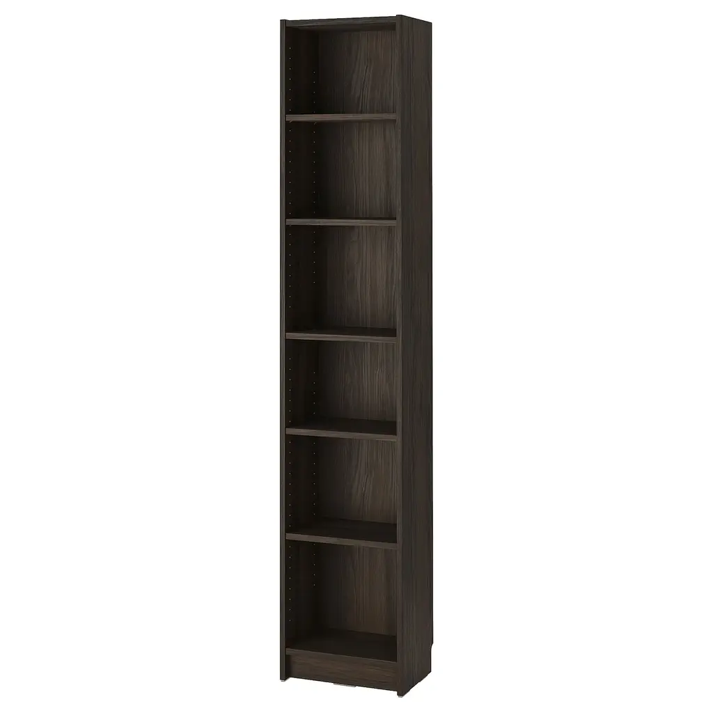 Billy Bookcase - Dark Brown Oak Effect 15 3/4x11x79 1/2 "