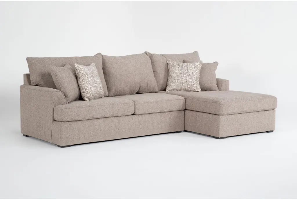 Belinha Ii Taupe Beige Grey Fabric 107" Modular 2 Piece Sectional With Right Arm Facing Chaise | Track Arms