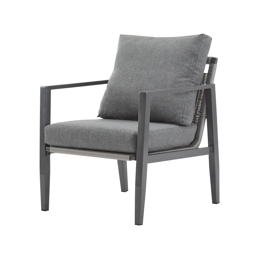Aluminum Lounge Chair With Sleek Rope - Gray