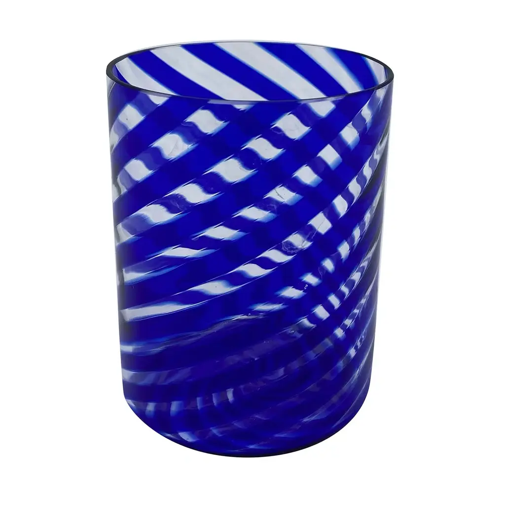 Set Of 2 Small Blue Spiral Water Glasses