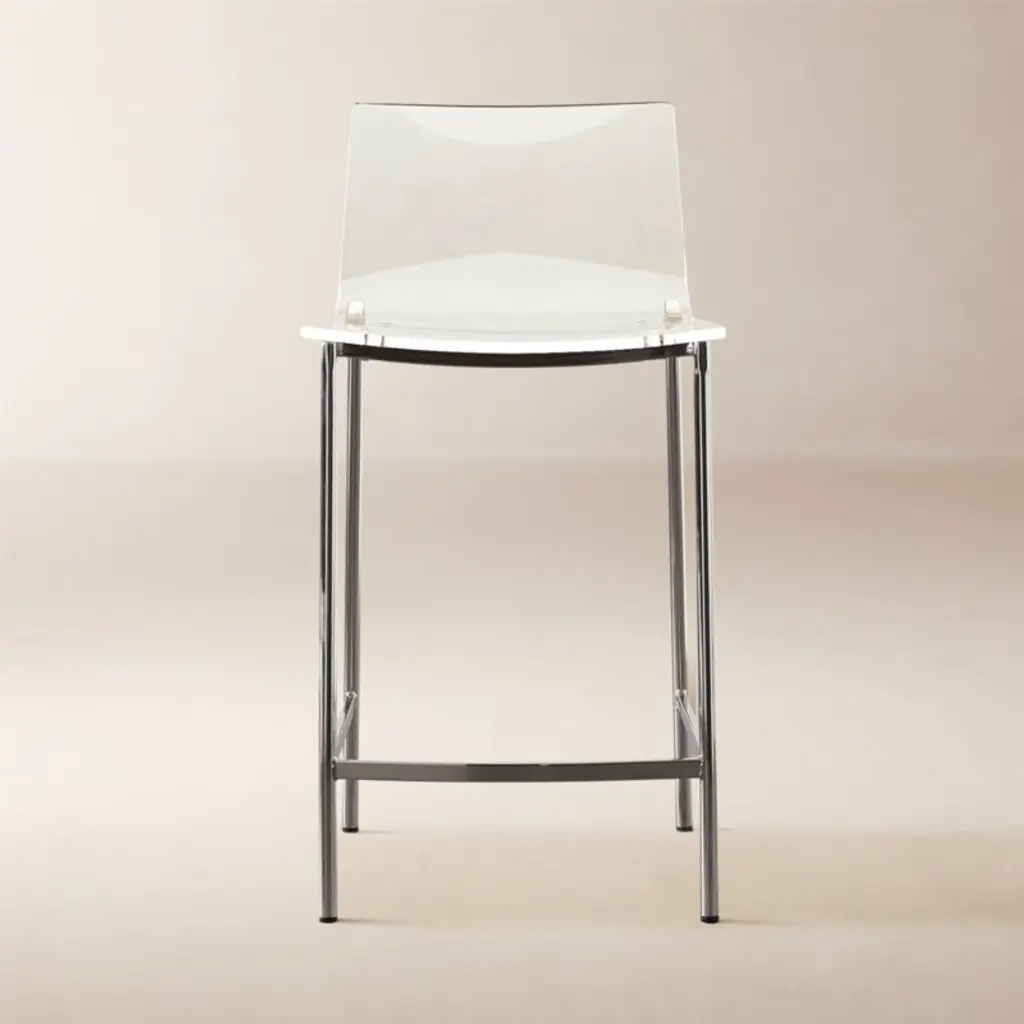 Chiaro Clear Acrylic Counter Stool With Nickel Legs