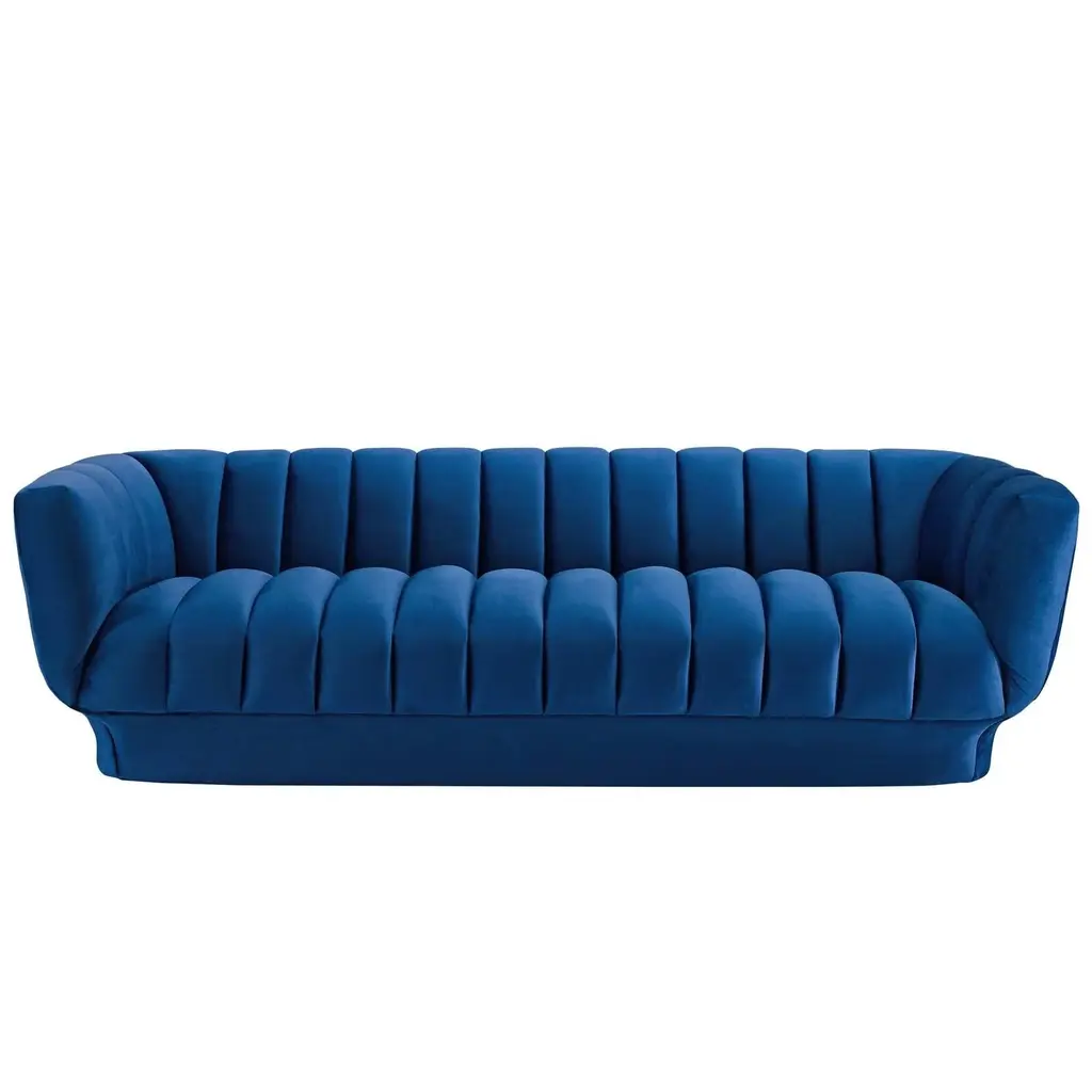 Lyla Tufted Velvet Sofa In Navy