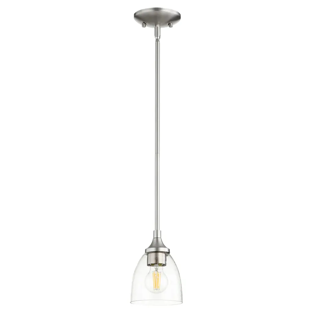 Quorum International Enclave 6" Wide Mini Pendant - Satin Nickel / Clear Seeded