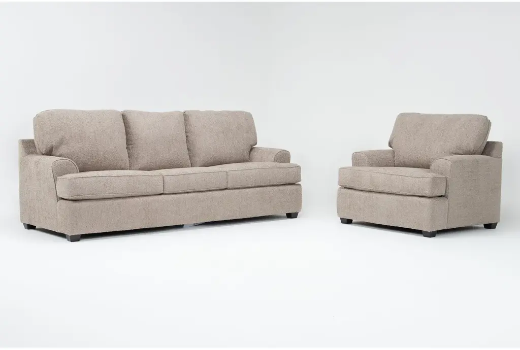 Alessandro Ii Taupe Brown Chenille Fabric 2 Piece Sofa & Chair Set