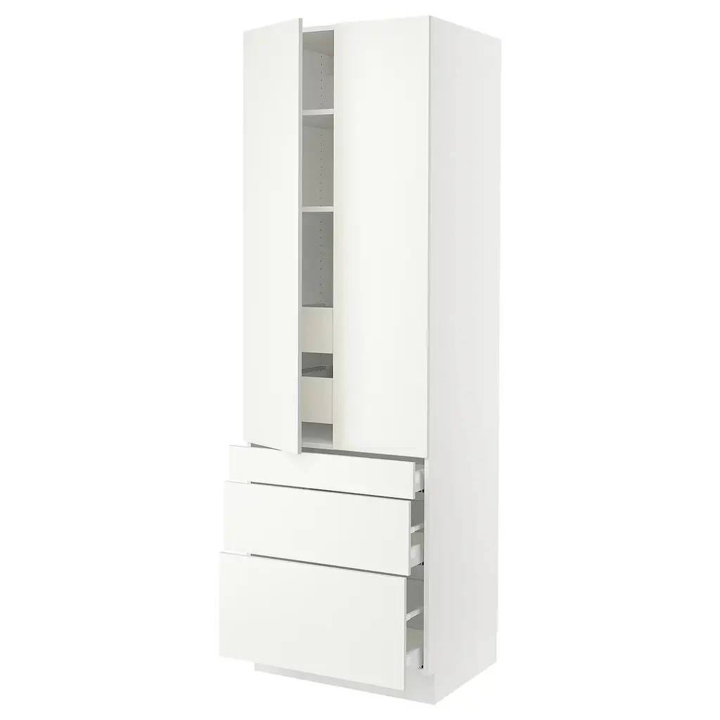 Sektion High Cab W 2 Drs/3 Fronts/5 Drawers - White/vallstena White 30x24x90 "