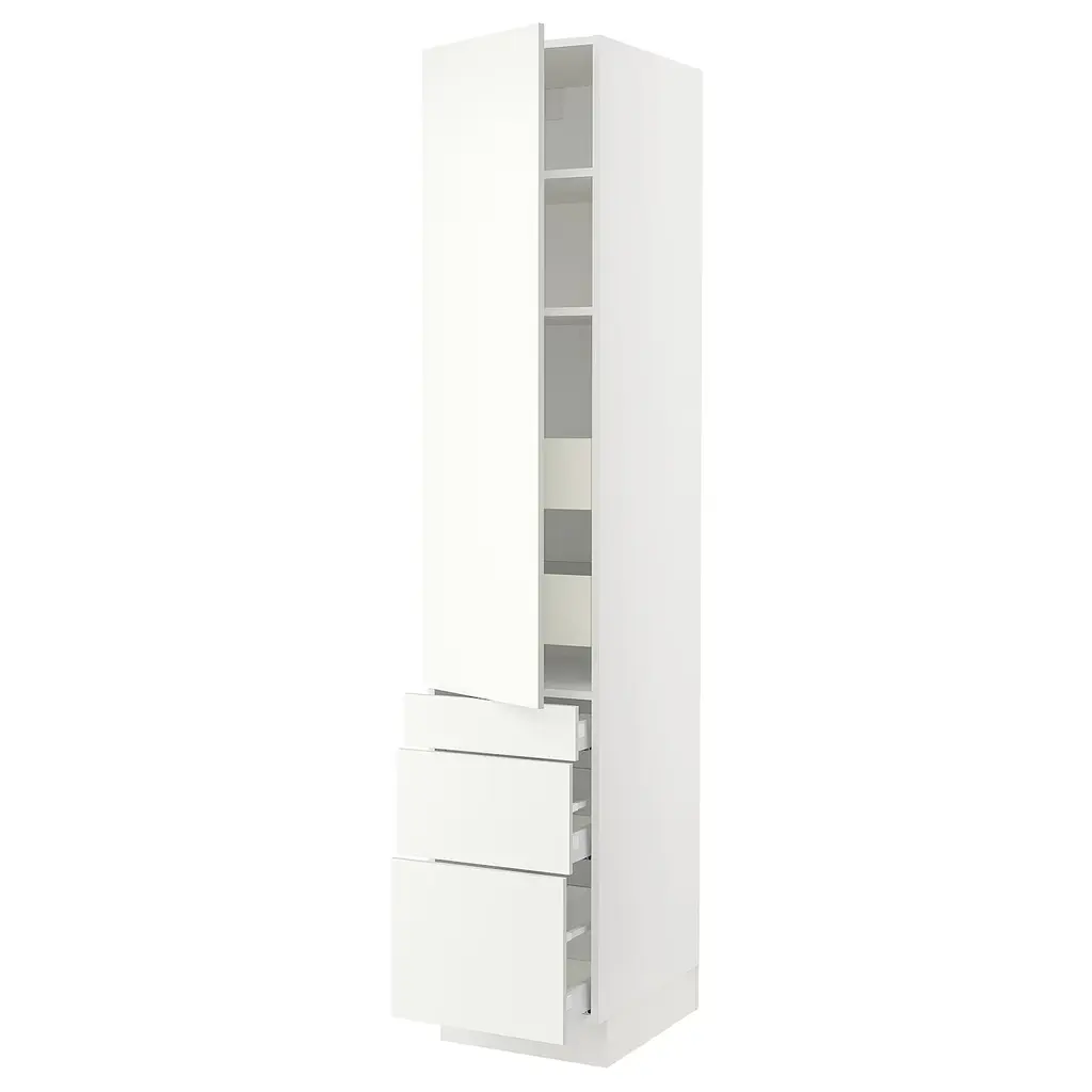 Sektion / Maximera High Cab W Door/3 Fronts/5 Drawers - White/vallstena White 18x24x90 "