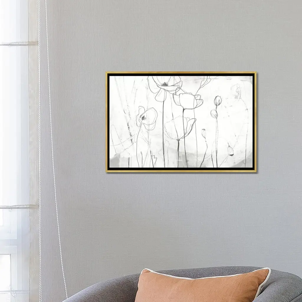 Icanvas "Poppy Sketches I" By June Erica Vess Framed Canvas Print - White - 26x40