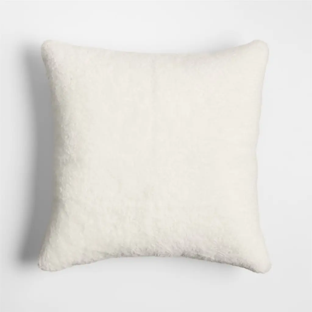Malmo Shearling 20"x20" Arctic Ivory Throw Pillow With Feather Insert