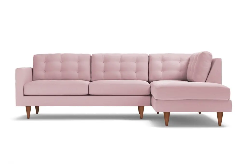 Logan 2Pc Velvet Sectional Sofa :: Leg Finish: Pecan / Configuration: Raf - Chaise On The Right