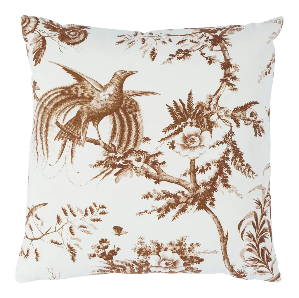 Schumacher Toile De La Prairie Pillow In Brown