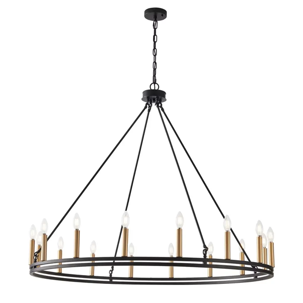 Dewdrop Farmhouse Rustic 16-light Wagon Wheel Candle Style Chandelier