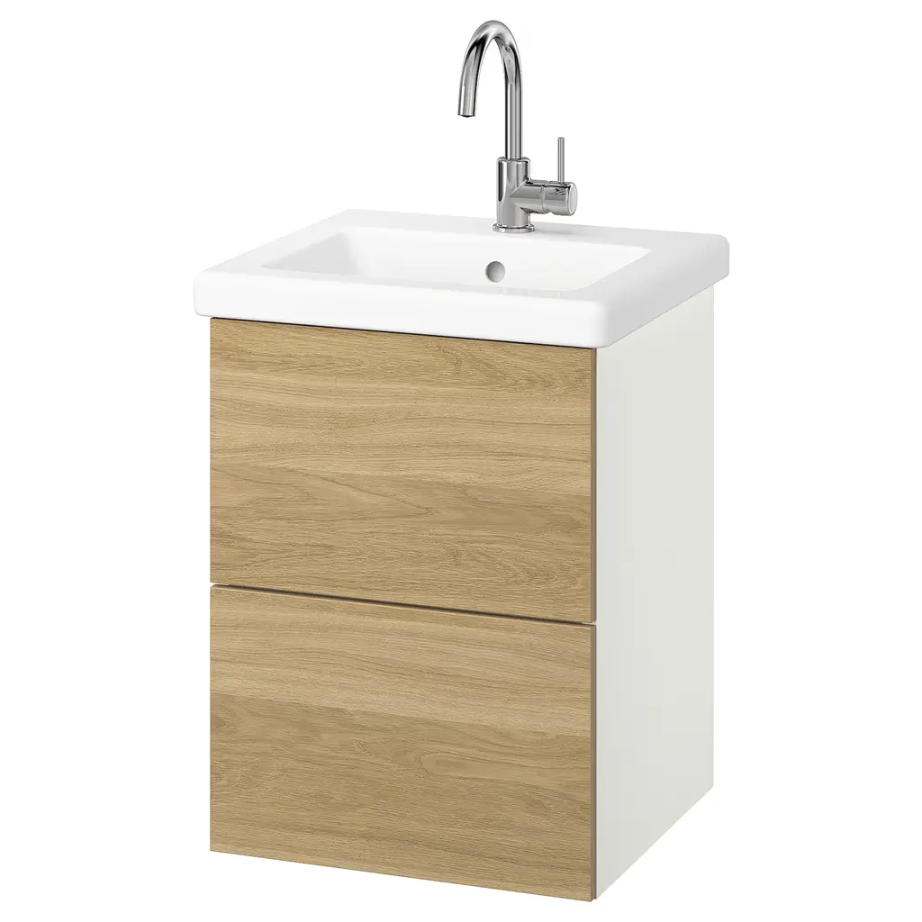 Enhet / Tvällen Bathroom Vanity With Sink & Faucet - White/oak Effect 19 5/8x19 1/8x26 "