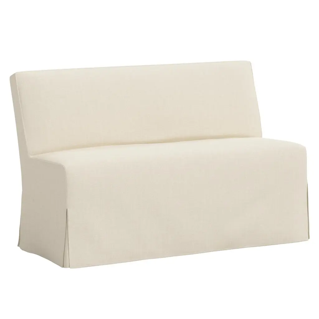 Lindy Slipcover Dining Banquette, Linen