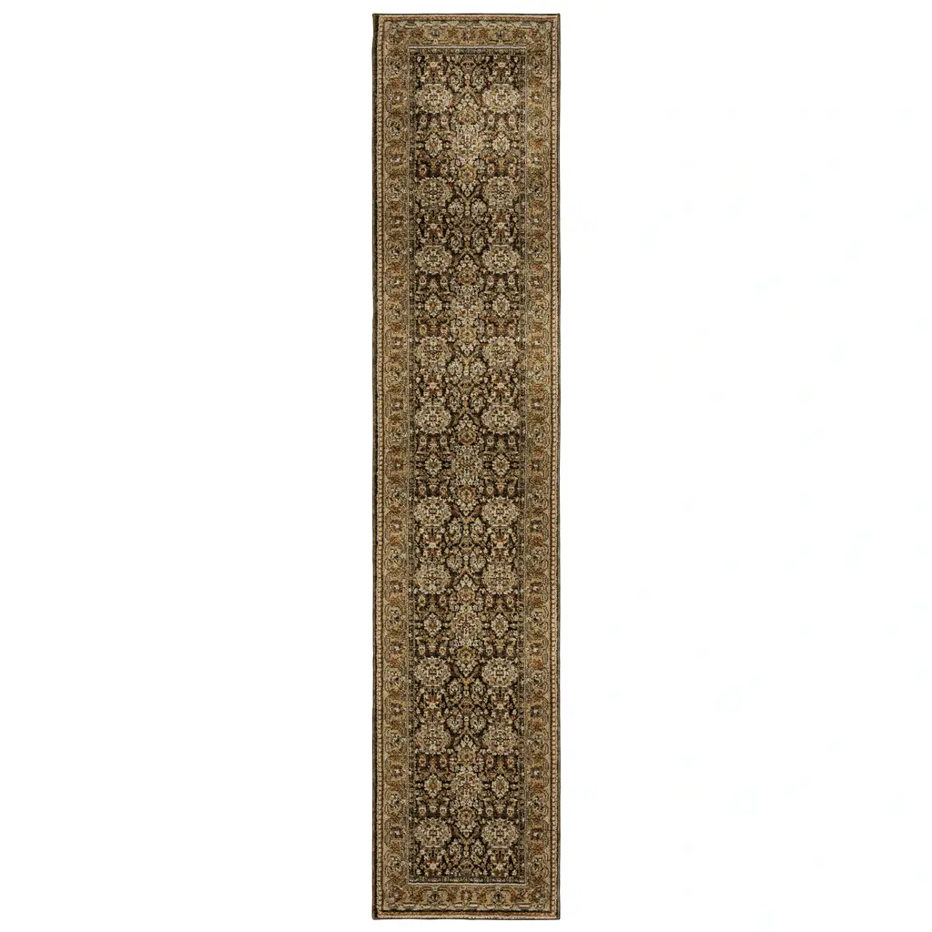 Style Haven Adalynn Bordered Traditional Brown/ Gold Area Rug - 2' 6" X 12' - Runner