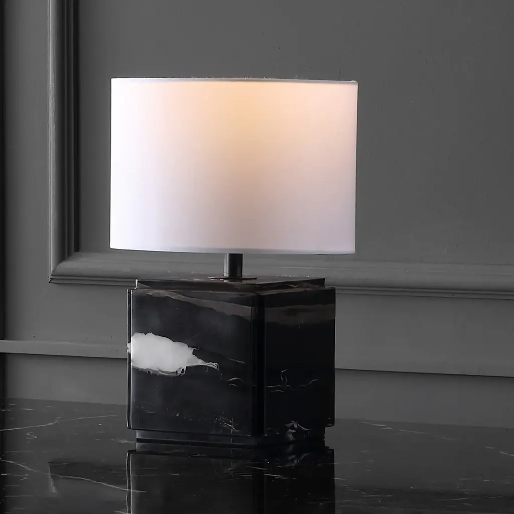 Safavieh Couture Zahra Marble Table Lamp - 10"w X 10"d X 15"h - Black/white