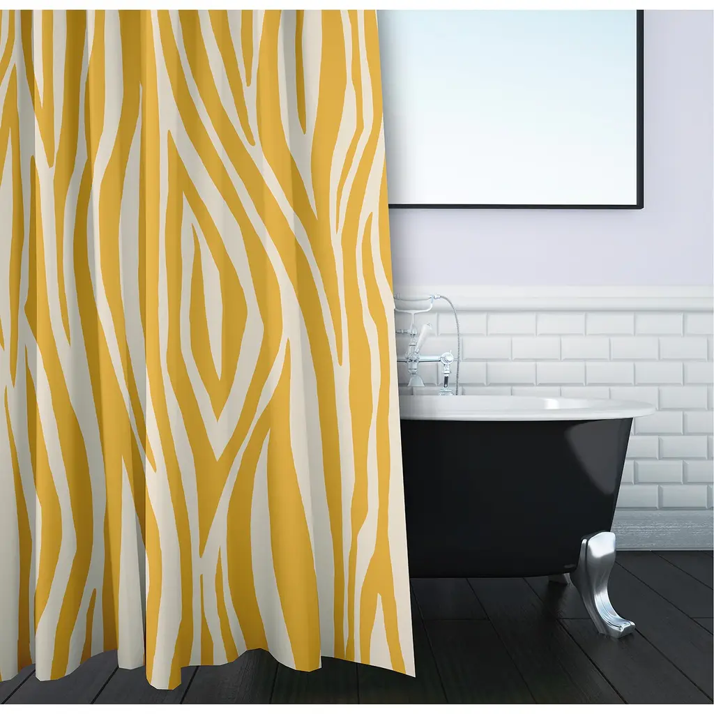 71 X 74-Inch Wood Stripedd Geometric Print Shower Curtain - Coral