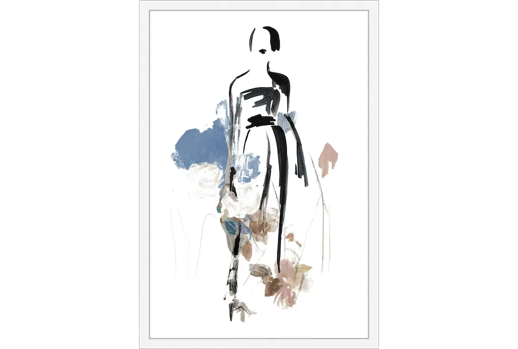 26x38 Fashion Floral Iii With White Frame | Vertical | Framed Art | Print | Figurative