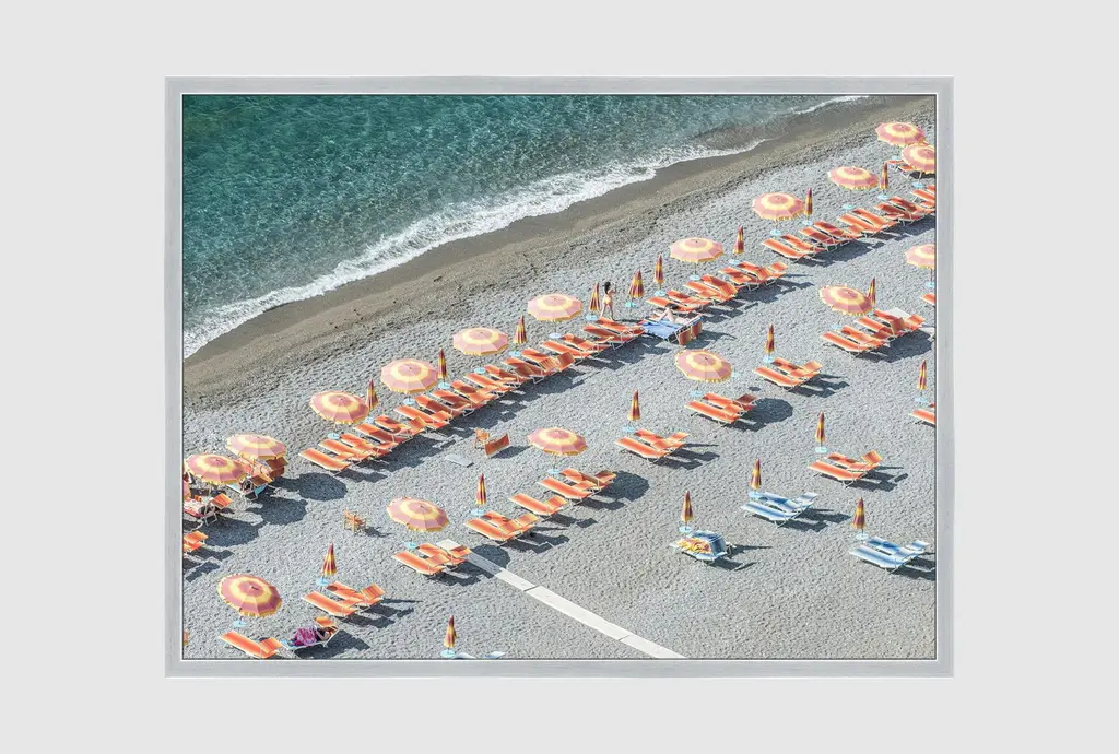 42x32 On Positano Time With Silver Frame | Framed Art | Print | Made In The Usa | Horizontal