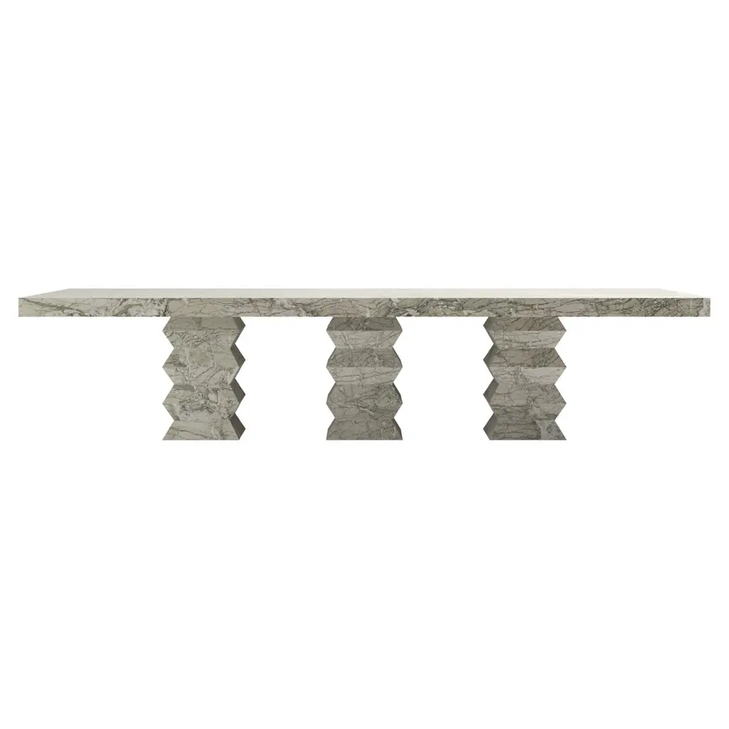 Form(la) Grinza Rectangle Dining Table 144"l X 48"w X 32"h Verde Antigua Marble