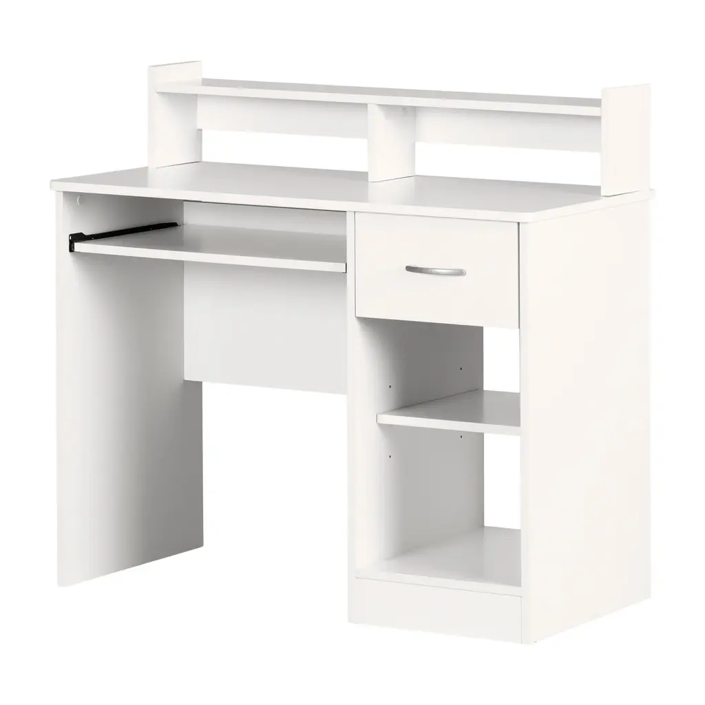 Axess Office Desk With Keyboard Tray And Drawer Pure White