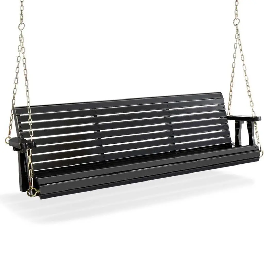 Karl Home | 5Ft 3-personn Black Outdoor Fir Wood Hanging Porch Swing