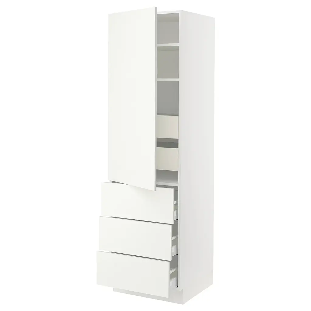 Sektion / Maximera High Cab W Door/3 Fronts/5 Drawers - White/vallstena White 24x24x80 "