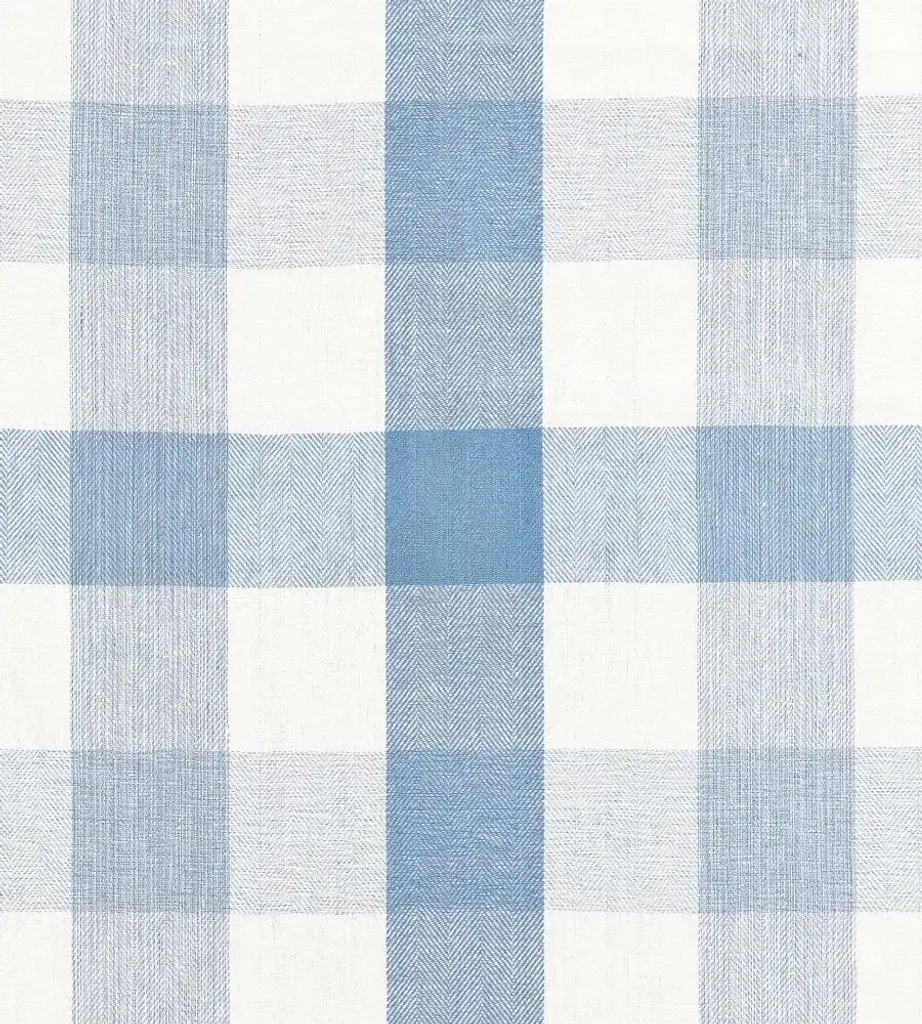The House Of Scalamandré Westport Linen Plaid Fabric, Sky