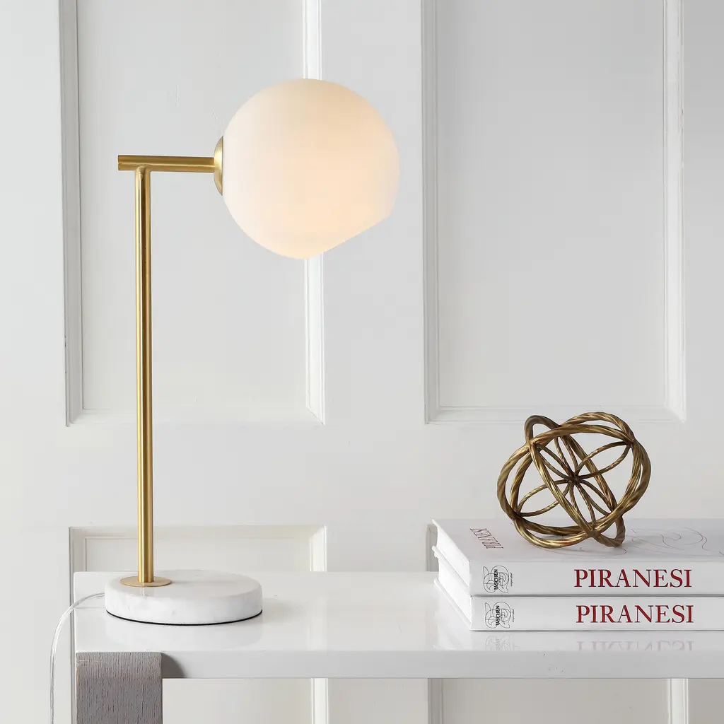 Scarlett 20.5" Metal/marble Led Table Lamp, Gold/white By Jonathan Y - Gold