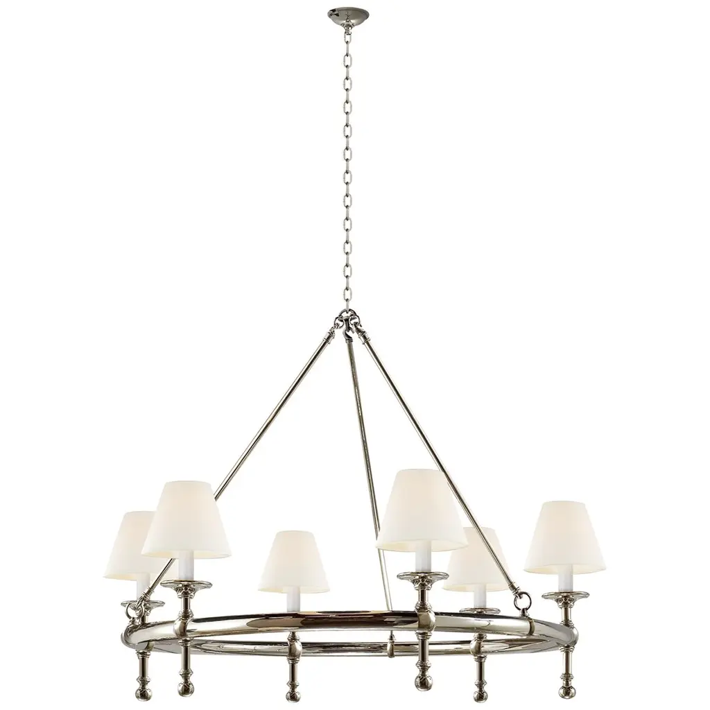 Classic Ring Chandelier, Polished Nickel