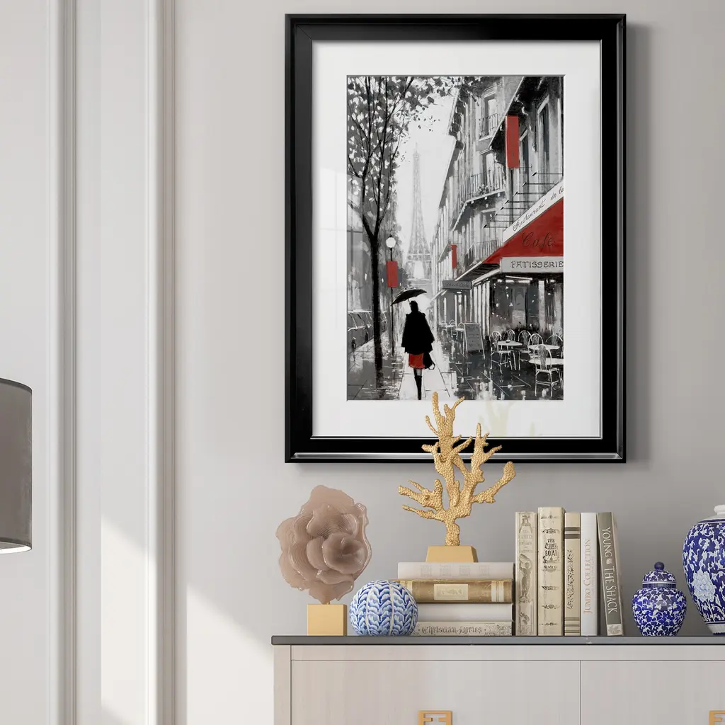 Rainy Paris I Premium Framed Print - Ready To Hang - Black - 26x36