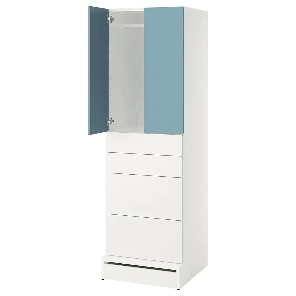 Småstad / Uppföra Wardrobe - White Blue/with 4 Drawers 23 5/8x25 5/8x77 1/8 "