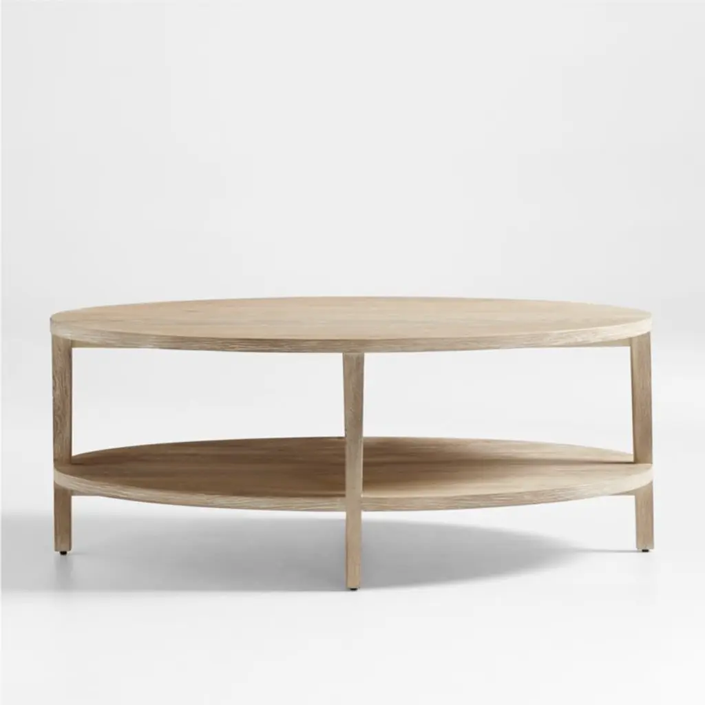 Clairemont Natural Oak Wood 48" Oval Coffee Table With Shelf