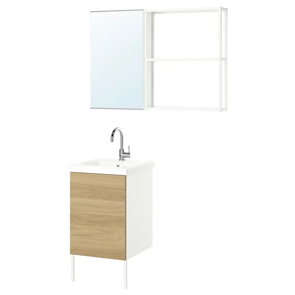 Enhet Bathroom - White/oak Effect 18x18x24 "