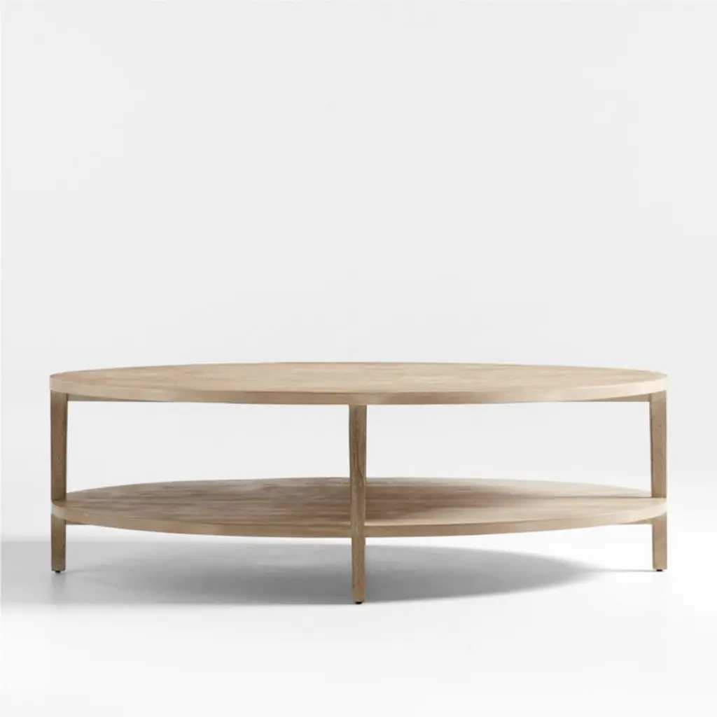 Clairemont Natural Oak Wood 60" Oval Coffee Table With Shelf
