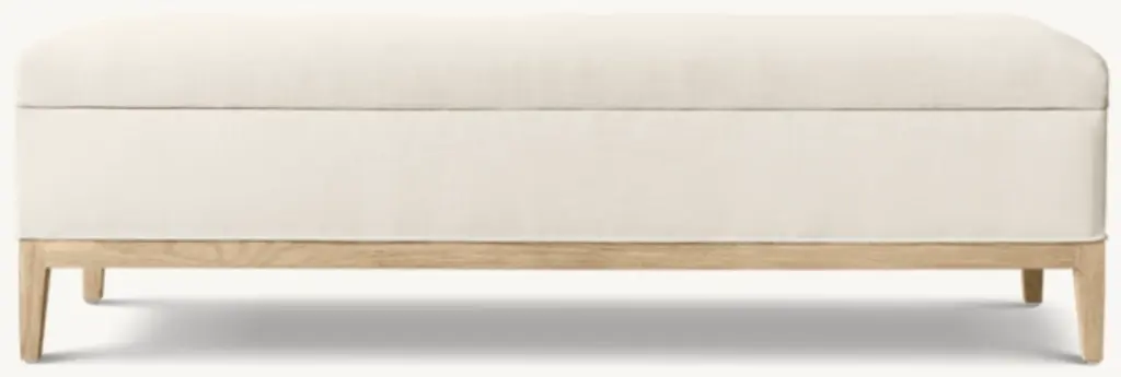 French Contemporary Fabric End-Of-Bed Storage Bench