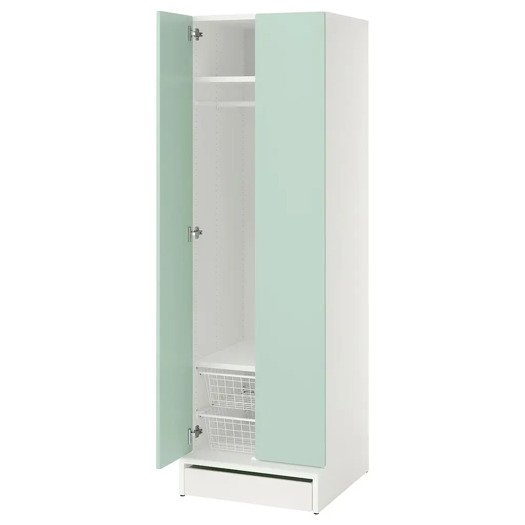Småstad / Uppföra Wardrobe - White/light Green 23 5/8x25 5/8x77 1/8 "