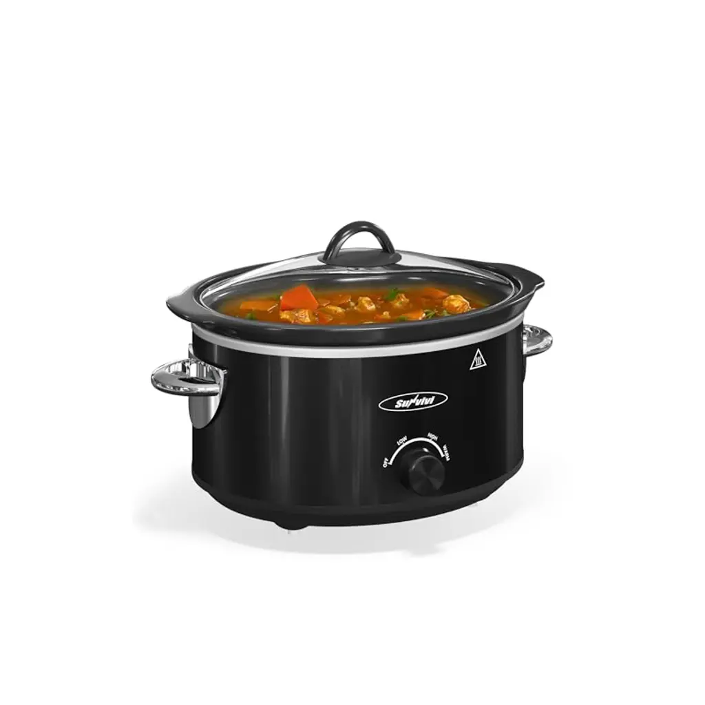 Heynemo Small Slow Cooker 4Qt, Mini Food Warmer With 3 Heating Settings, Removable Ceramic Pot, Dishwasher Safe Glass Lid, Stainless Steel, Silver