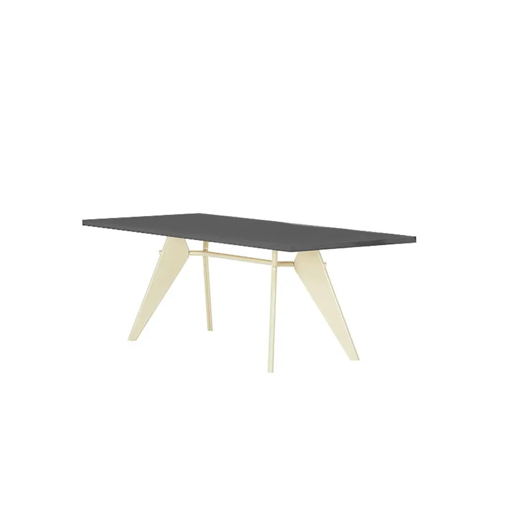 Em Table 200 X 90 Cm, Asphalt - Prouvé Blanc Colombe