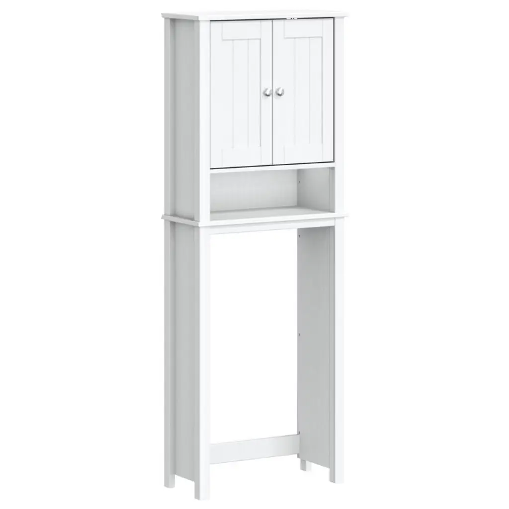 Vidaxl Over-the-toilet Storage Bathroom Space Saver Organizer Berg Solid Wood - White 23.6" X 10.6" X 64.8"