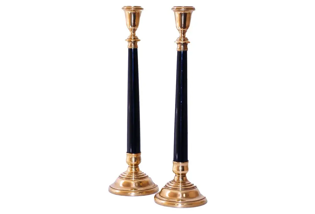 Noe Candlestick, Gold/black