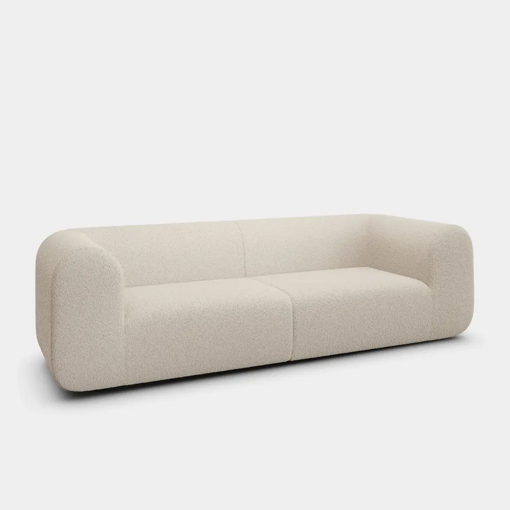 Plump Wide 3-Seater Modular Sofa In Bright White Kvadrat Elle Boucle | Tom Dixon