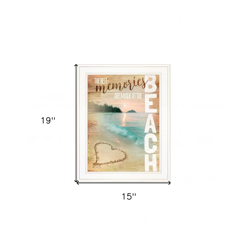 Beach Memories 1 White Framed Print Wall Art - White