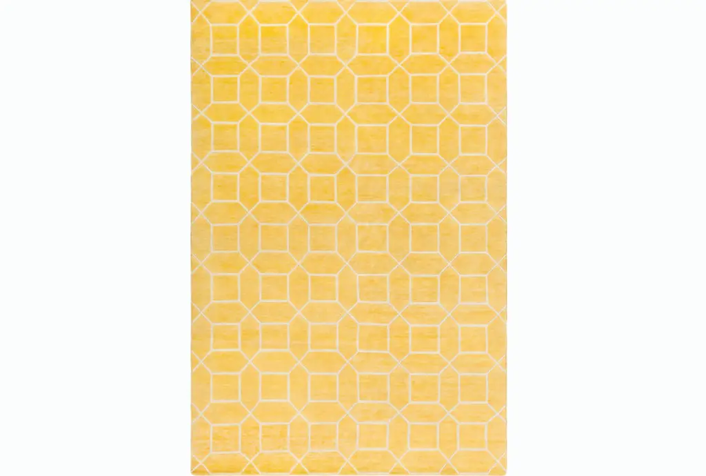 6'x9' Fiber Rug-Winifred Gold | Low Pile | Geometric | Rectangle By Surya